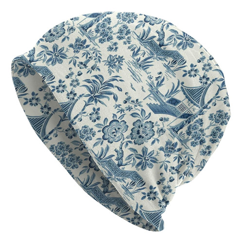 Gorro De Calavera Chino Azul Y Blanco Porcelana Estilo Nacio