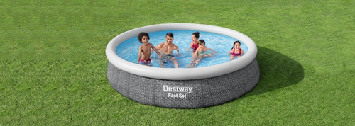 Pileta inflable redonda Bestway Fast Set 57443 de 3.66m x 76cm 5377L gris caja