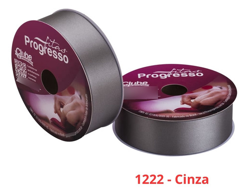 Fita Cetim Nº 9 38 Mm 50 Metros Progresso Varias Cores Cor 1222 - Cinza