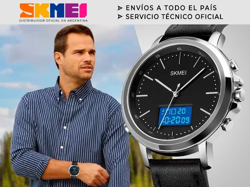 Reloj Hombre Skmei 1652 Acero Cuero Ecologico Elegante