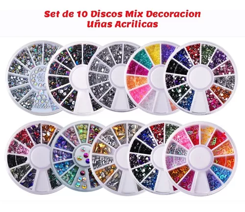 Cúal loseta cantidad de ventas Set 10 Discos Decoracion Mix Uñas Acrilicas, Varios Diseños