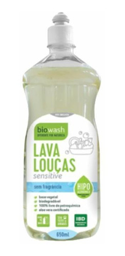 Kit 3 Detergente Lava Louças Sensitive Biowash 650ml