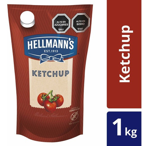 Imagen 1 de 3 de Hellmann's Ketchup Regular Doypack 1000 G