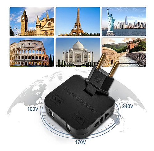 Adaptador De Cargadores, Convertidor De Enchufe Giratorio 4
