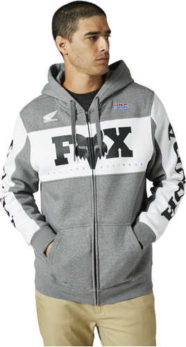 Campera Buzo Zip Fleece Fox  Honda Original Gris #28996-185