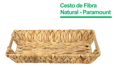Bandeja Multiuso Fibra Natural Seagrass Com Alça 32x23x6 Cm Cor Palha