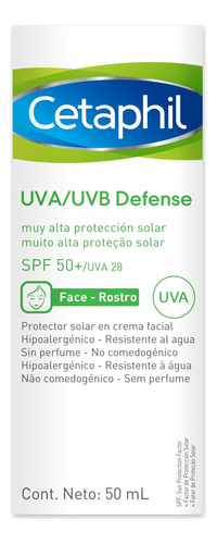 Protector solar  Cetaphil  UV Defense 50FPS  en crema 50mL