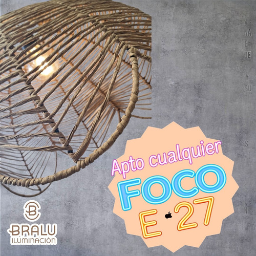 Lampara Colgante Hilo Kraft Tulipan 50x35 Deco Living E27 Hilo Kraft / Cable Negro