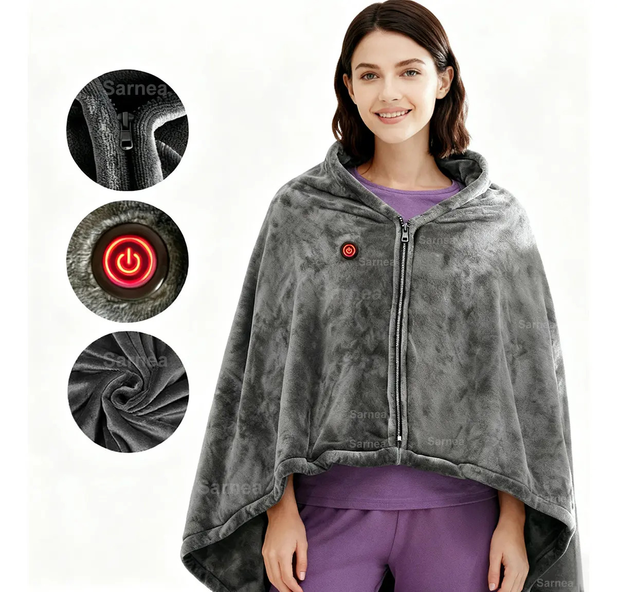 Cobija Manta Eléctrica Portátil 1.5x0.8m Usb Cómoda Suave Color Gris Oscuro