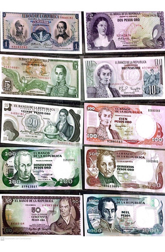 Coleccion 10 Billetes De Colombia