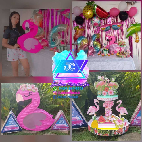 Piñata De Flamingo Flamencos Chupetera Cotillón Centro D Msa