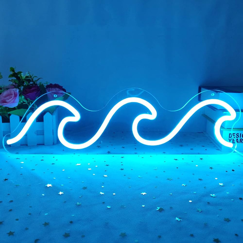 Letreros De Neón De Onda Para Dormitorio Azul Hielo Onda Reg