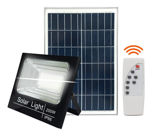 Reflector Led 200w + Panel Solar Exterior Con Control Remoto