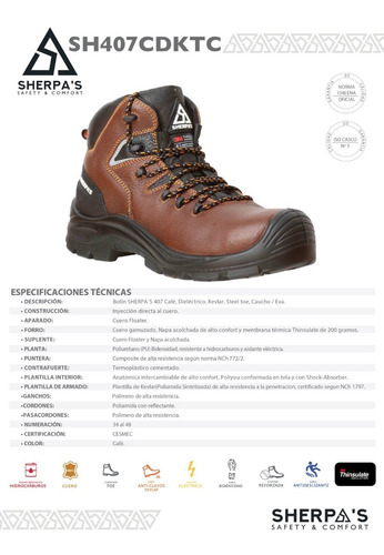Imagen 6 de 8 de Zapatos De Seguridad Sherpa´s 407cdk