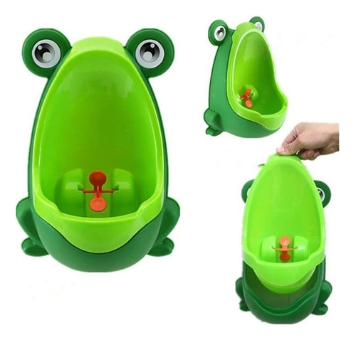 Trono portátil con forma de rana para niños con ventosa verde