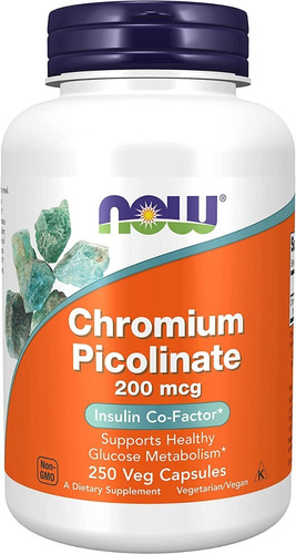 Now Foods | Chromium Picolinate | 200mcg | 250 Veg Capsules