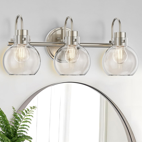 Lámpara 3 Luces Baño Aplique Pared Vidrio Transparente E26