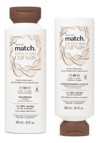  Kit Match Ciência Curvas Shampoo 300ml + Condicionador 300ml
