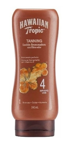 Imagen 1 de 8 de Hawaiian Tropic Tanning Locion Bronceador Spf 4 X 240ml