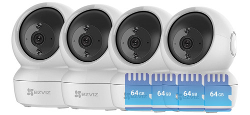 Kit X4 Cámara Seguridad Ip Wifi Ezviz + 4 Memorias Sd 64gb