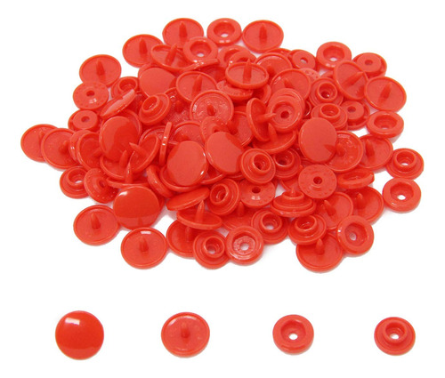 Broches De Presion Plasticos 12 Mm X100u Rojo Orange