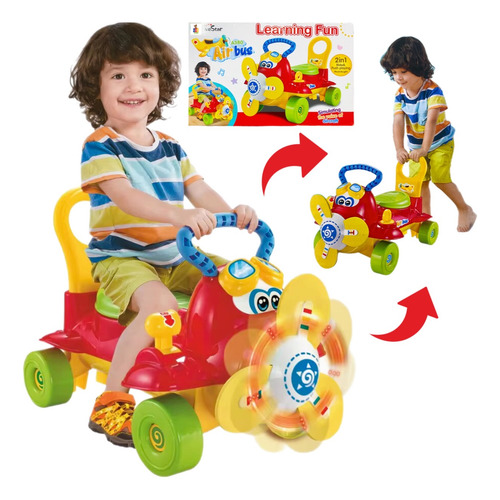 Montable Avion Caminador Multifuncional Luz Musical 2en1