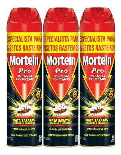 Mortein 360ml Pro Barata Ovos De Barata Formiga Aranha X3