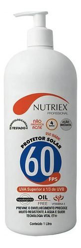 Protetor Solar Fps 60 1/3 Uva 1lt Nutriex