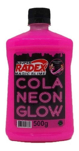 Cola Para Slime Neon Glow Rosa 500g 7308 Radex