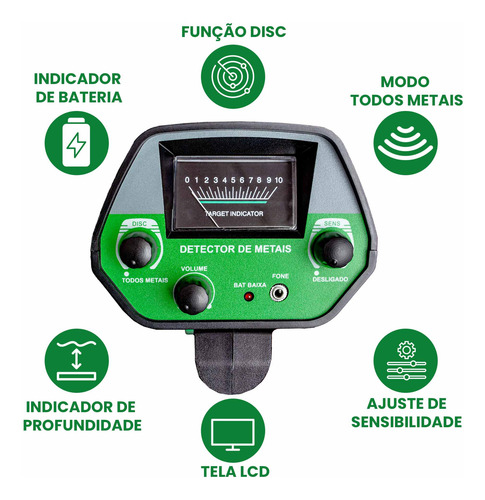 Detector Metais Alta Sensibilidade Ouro Prata Cobre Tdet60 T