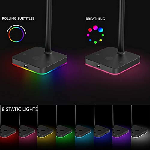 Soporte Para Auriculares Doble Rgb Con Concentrador Usb Kafr