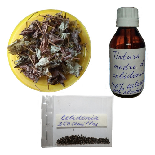 Combo Celidonia Semillas 350 Tintura M 60ml Hojas Secas 50gr