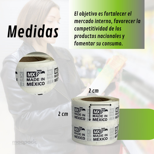 Imagen 2 de 4 de 1000 Etiquetas Autoadheribles Hecho En Mexico De 19x25mm