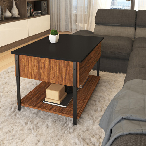 Playcon Mesa Elevable De Centro/mesa Auxiliar/ Desayunador Color Negro Liso Tzalam Touch