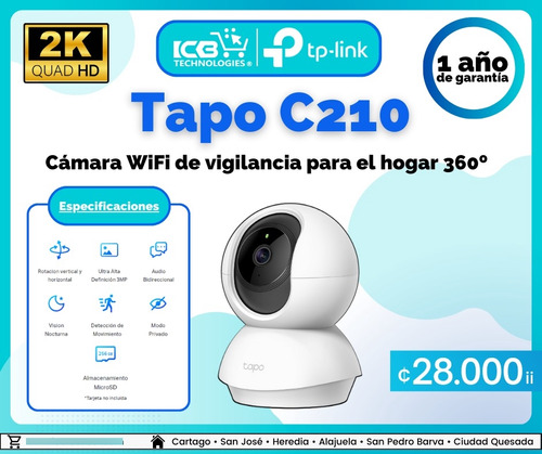 Camara De Seguridad Wifi Tp Link Pan/tilt Tapo C210 3mp