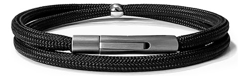 Pulseira Masculina De Corda Paracord Preto - Carter