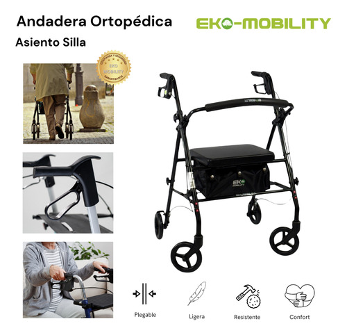 Andadera Para Adulto Con Asiento Rollator Con Ruedas De Lujo