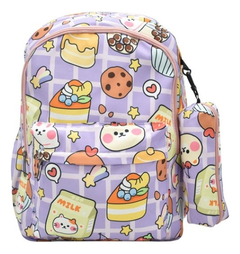 Mochila Lapicera Osos Postres Estampada Violeta Primaria Ll23bjm085 Lluvia