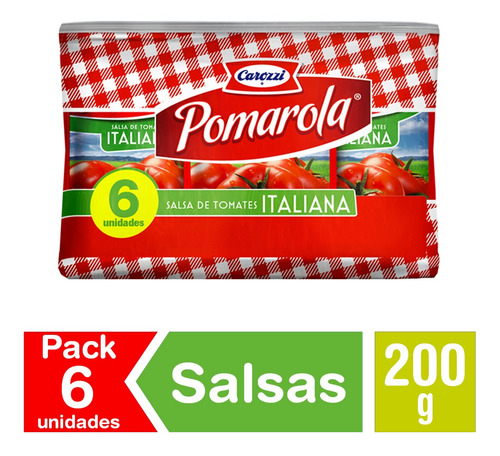 Pomarola Salsa De Tomate Pack Italiana 6 Un X 200 G