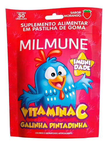 Pastilha De Goma Milmune Vitamina C Sabor Morango 30unidades