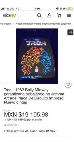 Tron Deadly Disc Vintage Arkada Clásica 80s Para Restaurar