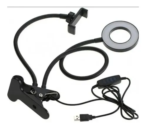 Selfie Aro De Luz 9 Cm Con Soporte Para Celular Multi Uso