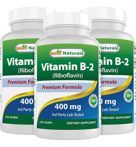 Vitamina B2 400 Mg Best Naturals 120 Capsulas (3 Paq)