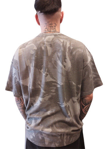 Remera Waffle Corte Oversize Tramada Diseño Estampado