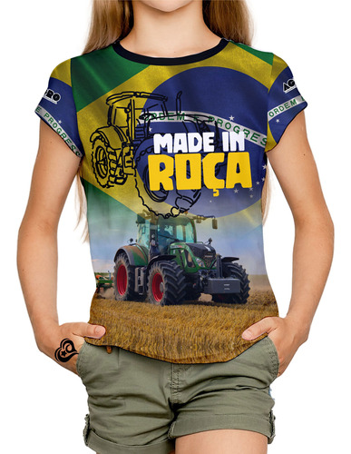 Camiseta Made In Roça Infantil Blusa Agricultura Brasil Agro