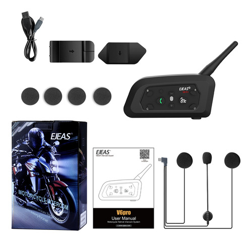 Intercomunicador Ejeas V6 Pro Bt Para Casco De Motocicleta