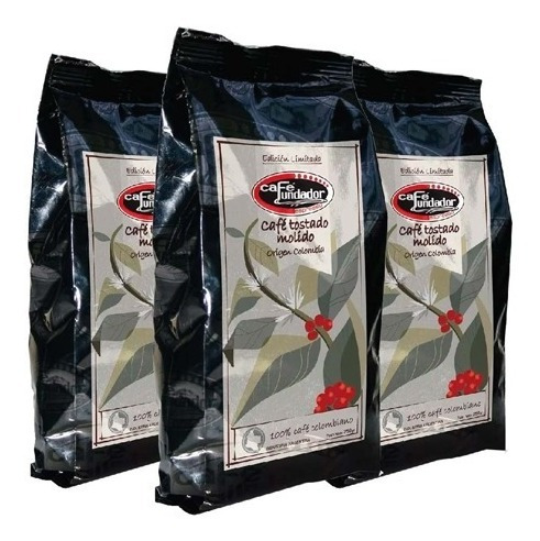 Pack X3 Café Tostado Molido 500g Origen Colombia - Fundador