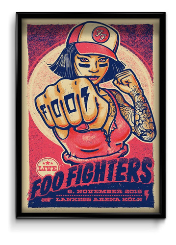 Cuadro Foo Fighters Poster 20x30 (marco+lámina + Vidrio)