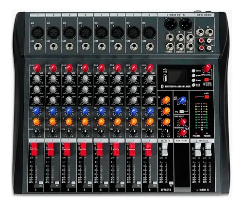 Mesa de Som Analógica TechVox TVM-08 Bluetooth Phantom 8 Canais