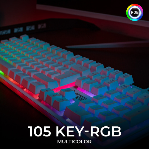 Kit Gamer 2 En 1 Xtreme Pc Battle Chief Teclado Mouse Blanco